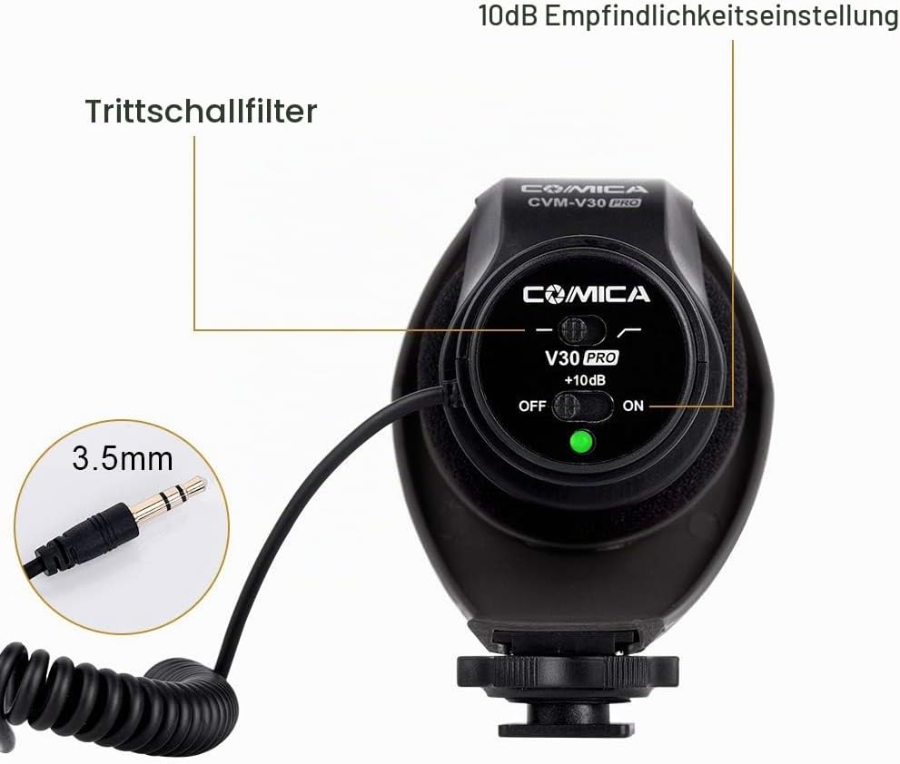 COMICA CVM-V30 PRO Kamera Mikrofon, Professionelles Super-Kardioid Kondensor Shotgun Video Mikrofon