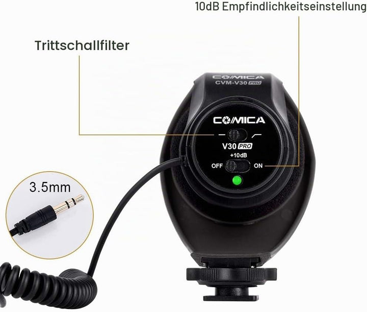COMICA CVM-V30 PRO Kamera Mikrofon, Professionelles Super-Kardioid Kondensor Shotgun Video Mikrofon