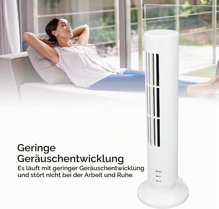 Luqeeg Desktop-Turmventilator, Flügelloser Standventilator, 2 Geschwindigkeiten Einstellbarer Tischv
