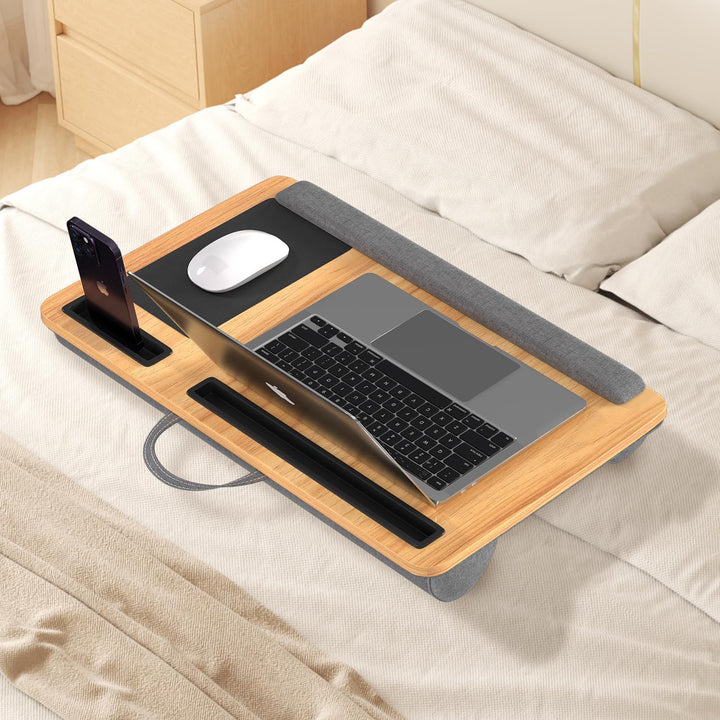 Laptopkissen Gross & Ergonomisch mit Handgelenkauflage & gepolsterter Unterseite – Laptoptisch für B