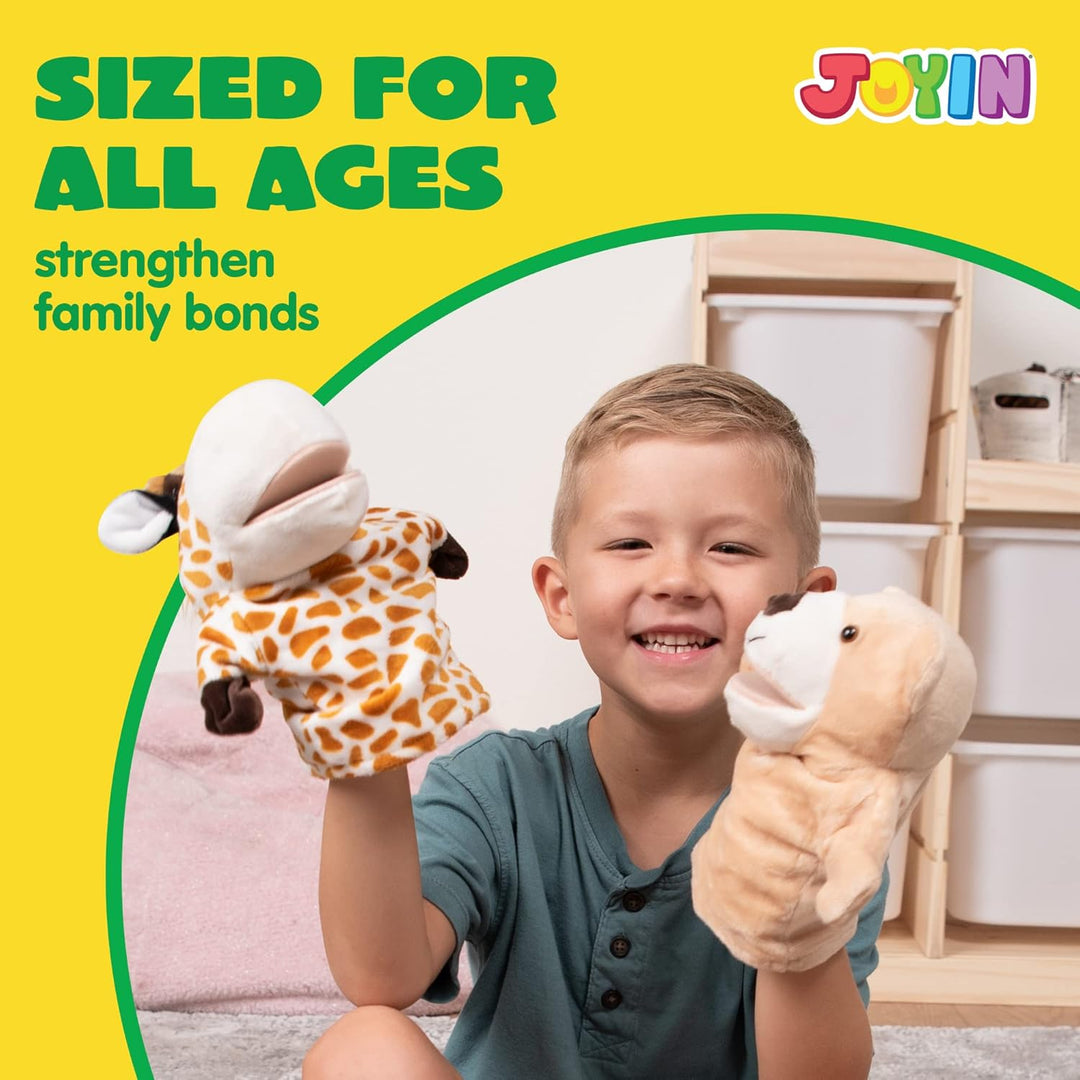 JOYIN 6 Stück Tier Handpuppen Spielzeug Set für Kinder,Freunde Im Tiergarten, Deluxe plüschtiere Kin