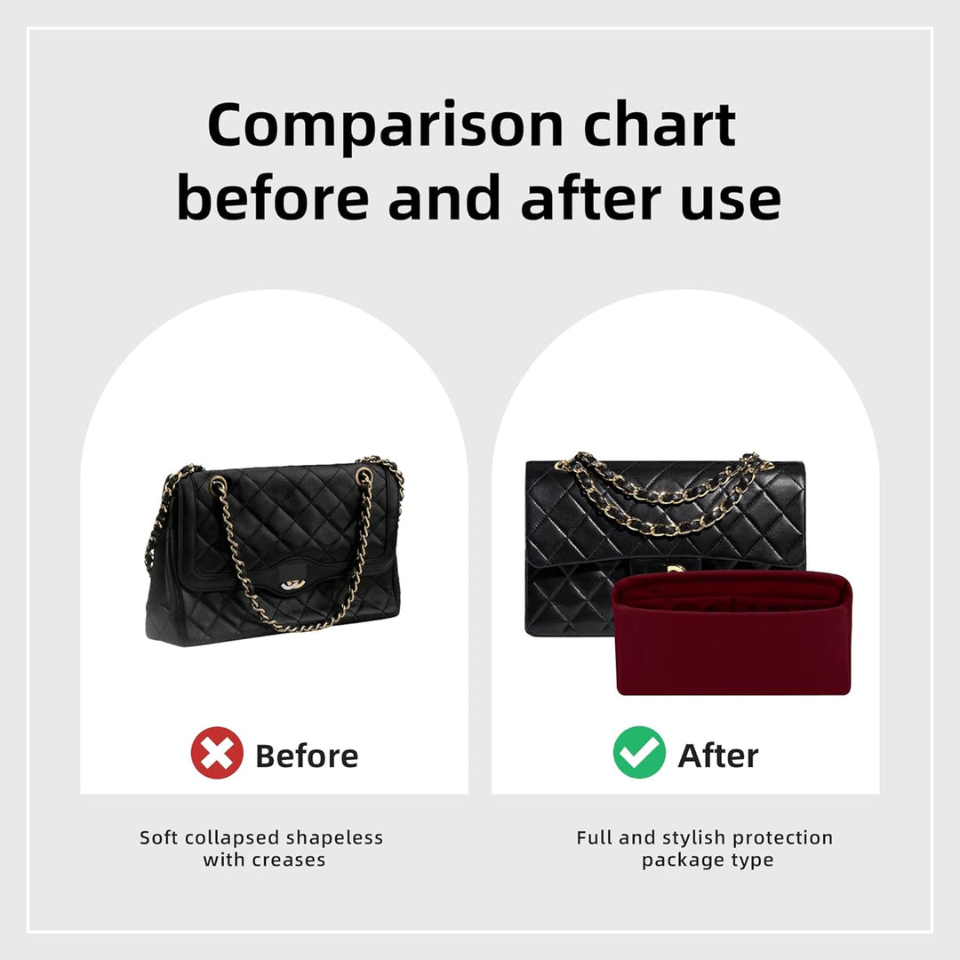 DGAZ Taschen Organizer für Chanel CF Classic Flap, Seide Handtaschenorganisator Damen, Leicht handta