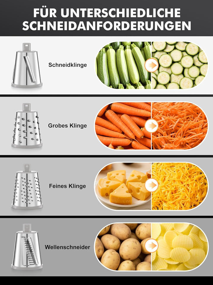 GDL Käsereibe, 4-in-1 Gemüsereibe, Küchenreibe für Käse, Gurke, Karotte und Andere Zutaten, Reibe fü