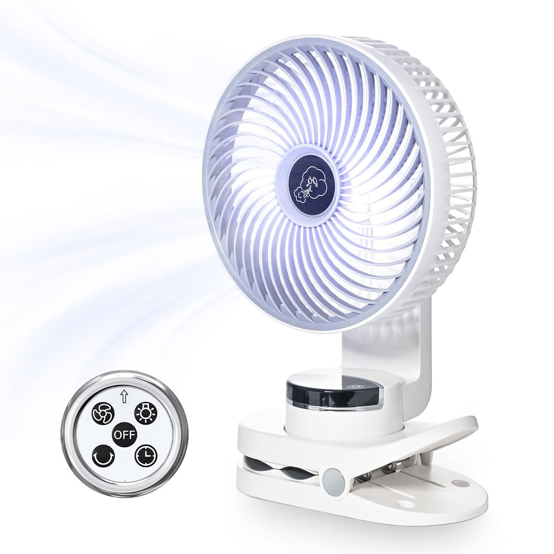 10000mAh Mini USB Clip Ventilator mit akku,3 in 1 Clip Fan Tischventilator mit Led Anzeige, 360°Dreh