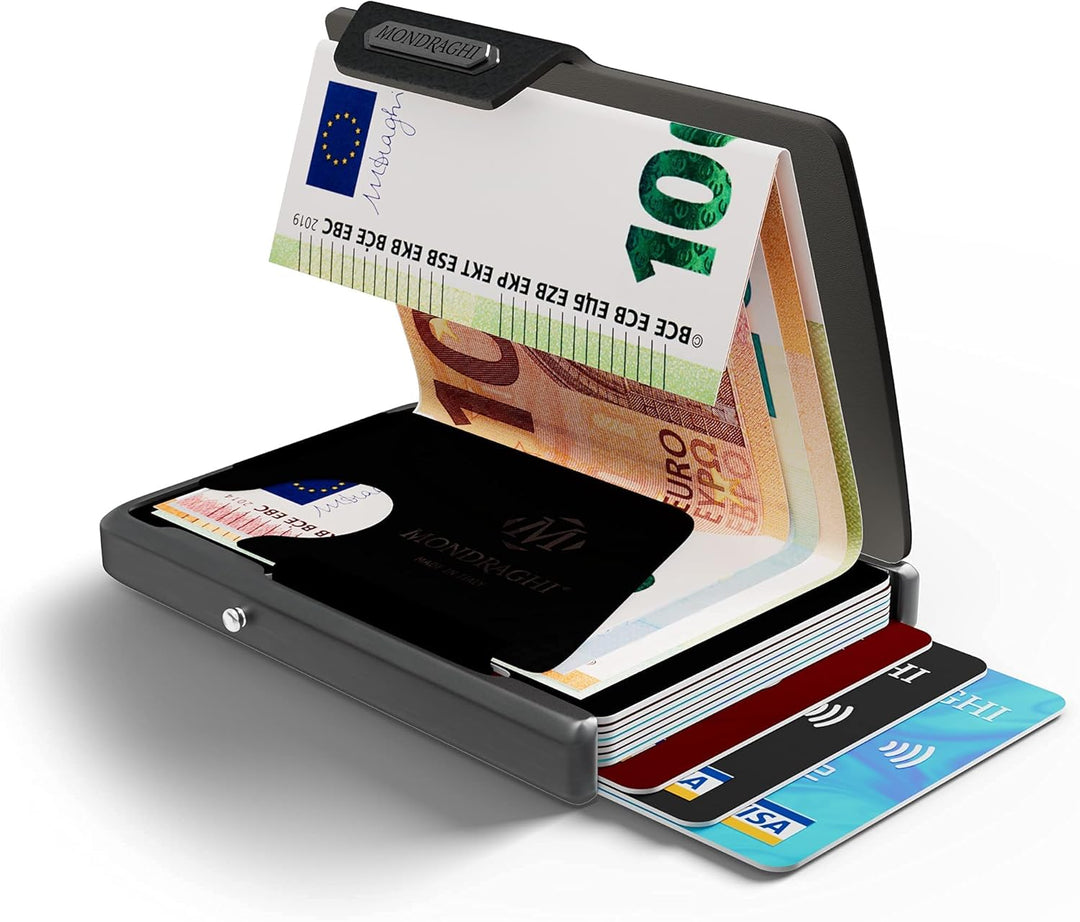 Mondraghi® Mini-Wallet. Ultraleichte Geldbörse mit Narbenleder. Kleiner Geldbeutel mit RFID-Schutz-C