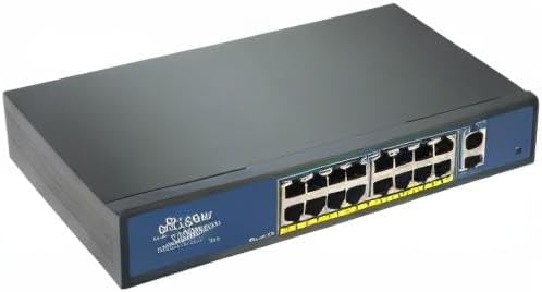 Davuaz Gigabit PoE-Switch mit 16 Ports und 2 Gigabit Uplink, IEEE802.3af/at konform, bis zu 250 W, P