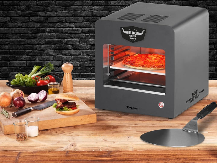 Trisa BBQ Grill X-800 Elektrogrill 2200W, 800 Grad Oberhitzegrill für Perfekte Steaks & Pizza, Indoo