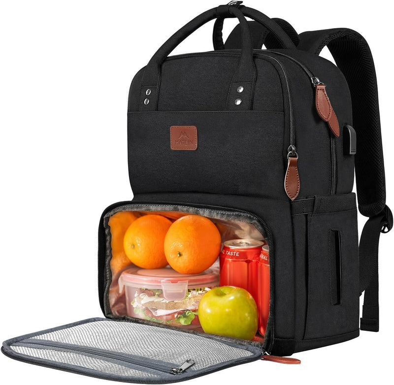 MATEIN Laptop Lunch Rucksack, Picknick Rucksack mit Isoliertem Kühlfach, 17 Zoll Eisrucksack für Män