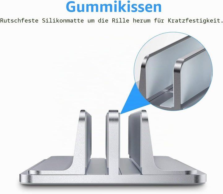 Bewahly Doppelt Vertikaler Laptop Ständer, Aluminium Verstellbarer Notebook Ständer Platzsparender H
