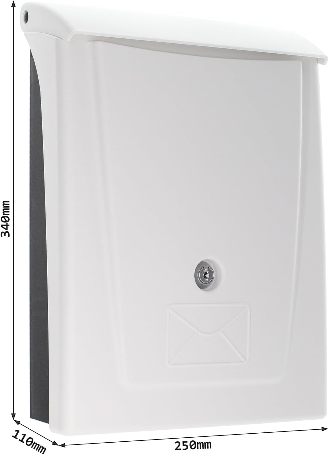 Rottner T06256 Briefkasten, Weiss, 340x250x110 mm