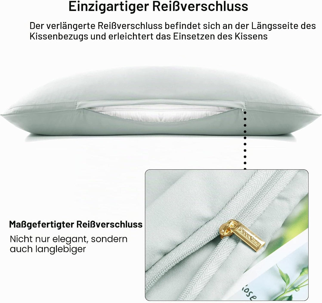 PiccoCasa Seitenschläferkissenbezug 2er Set Kissenbezug langes Kissen Mikrofaser Kopfkissenbezug mit