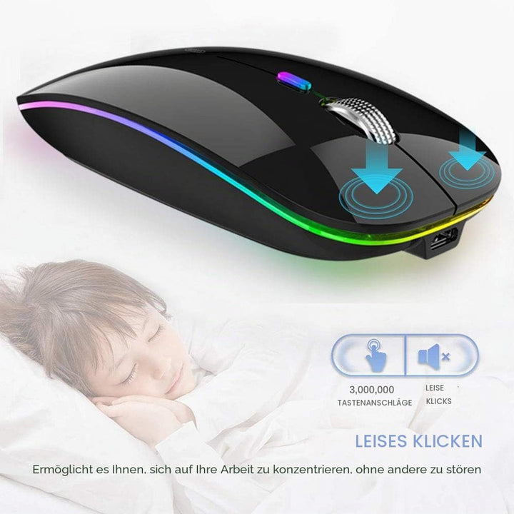 Uiosmuph Bluetooth Maus Kabellose, LED Funkmaus wiederaufladbar Leise Wireless Mouse 2.4GHz Kabellos