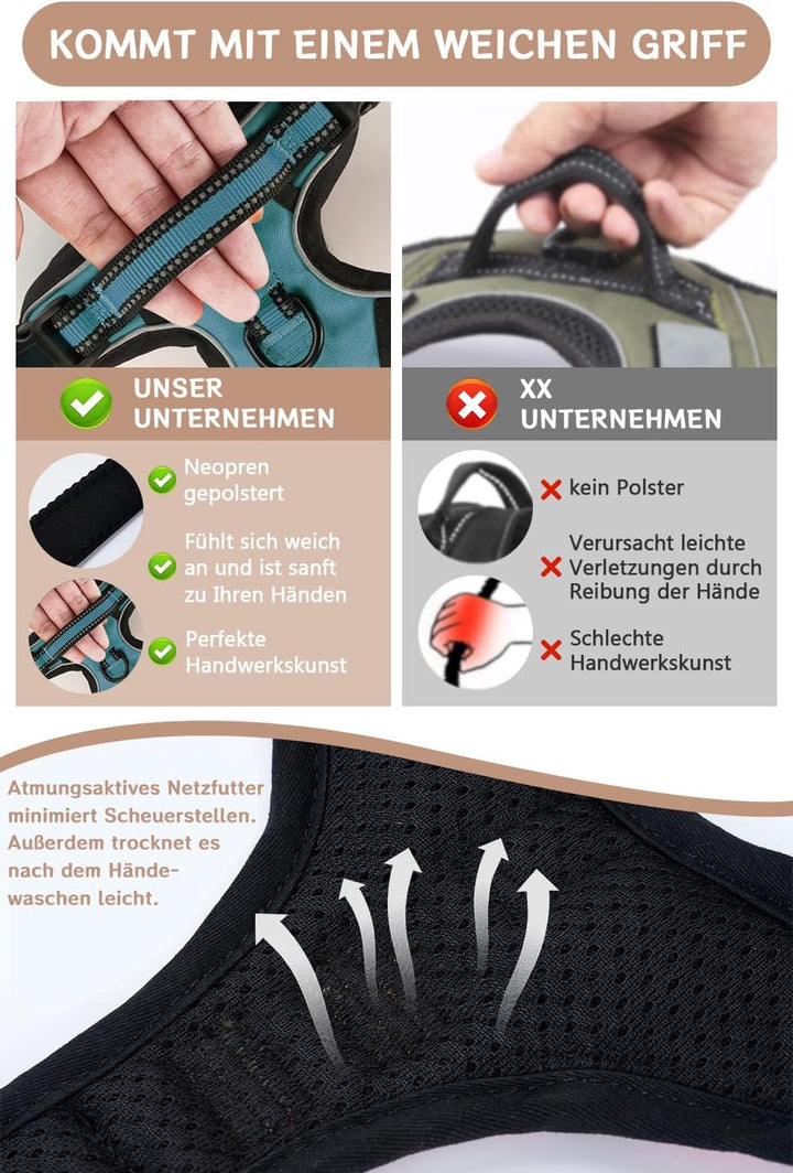 BaoCheng Hundegeschirr Anti Zug Hundegürtel,Kleine/mittlere/grosse Hunde,Atmungsaktives Mesh, Einfac
