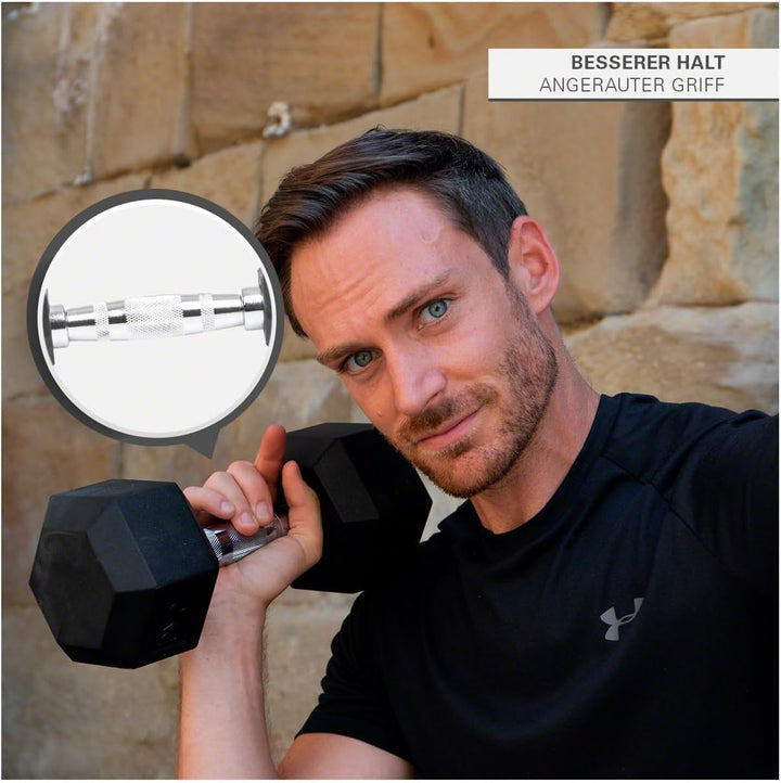 Sport-Tec Hex Kompakthantel aus Gummi, Stück, 1-30 kg Hexagon-Hantel, Krafttraining, Fitness Hantel,