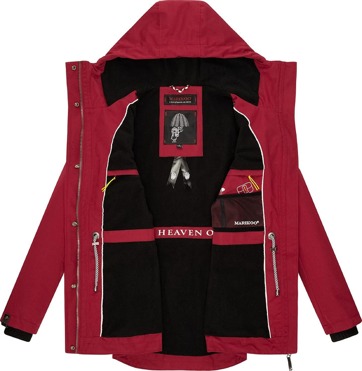 MARIKOO Damen Leichter Übergangsparka mit Kapuze Babetaa Prc XS Blood Red, XS Blood Red