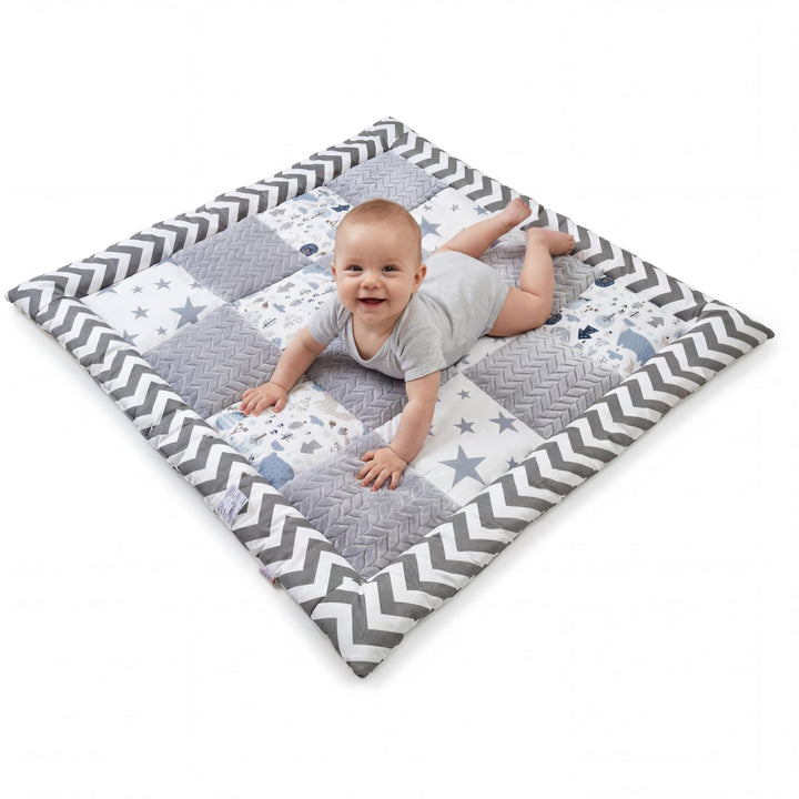DANKA® Extra dicke Krabbeldecke 100x100 cm – 100% Baumwolle – weich &amp; sicher auf harten Böden – falt