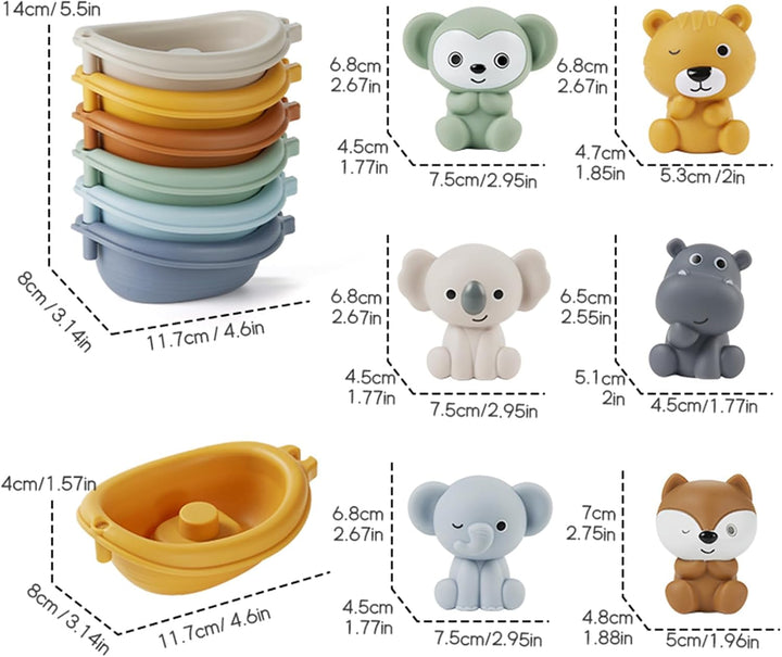 LYNSAN 12 Stück Badewannenspielzeug Badespielzeug Baby Silikon Badewanne Spielzeug Wasserspielzeug S