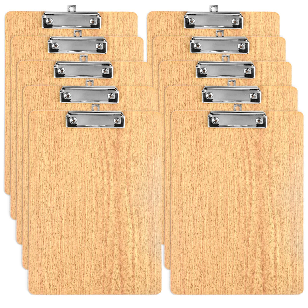 APACALI 10 Stück Klemmbrett A4 Holz, Klemmbrett Holz, Zwischenablage Schreibbrett, Pad Halter Clipbo