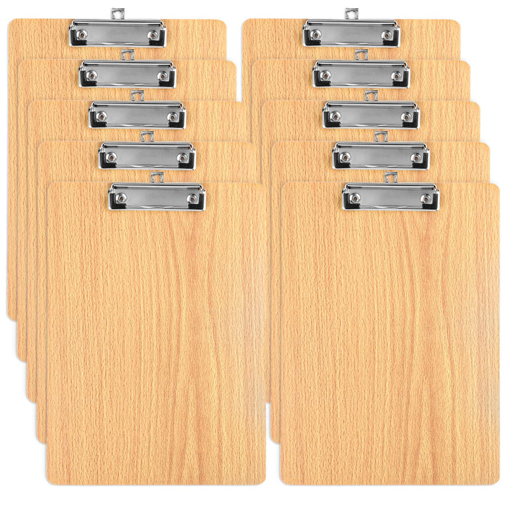 APACALI 10 Stück Klemmbrett A4 Holz, Klemmbrett Holz, Zwischenablage Schreibbrett, Pad Halter Clipbo
