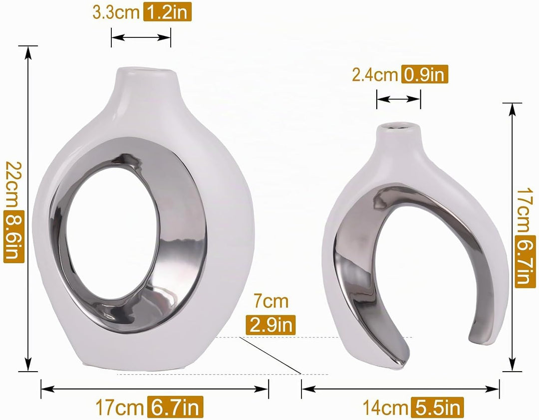 XIAOMAGG Keramik Vase，2er Set Hohle Weisse Moderne Vasen für Nordisches, Vasen Deko, ästhetische Boh