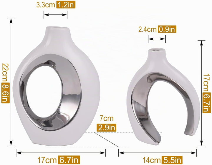 XIAOMAGG Keramik Vase，2er Set Hohle Weisse Moderne Vasen für Nordisches, Vasen Deko, ästhetische Boh