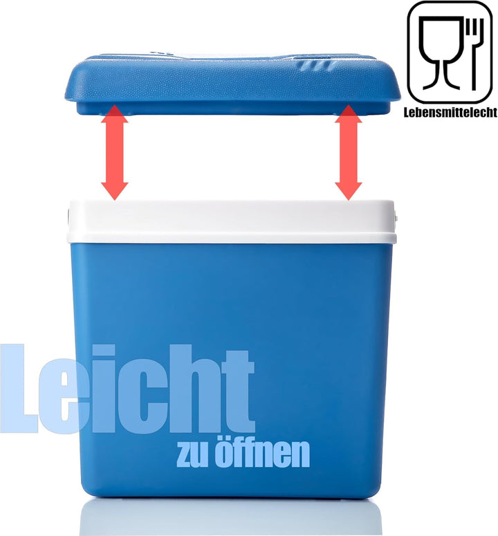 BigDean Kühlbox 24 Liter blau/weiss - Isolierbox mit bis zu 11 Std. Kühlung - Thermobox aus Kunststo