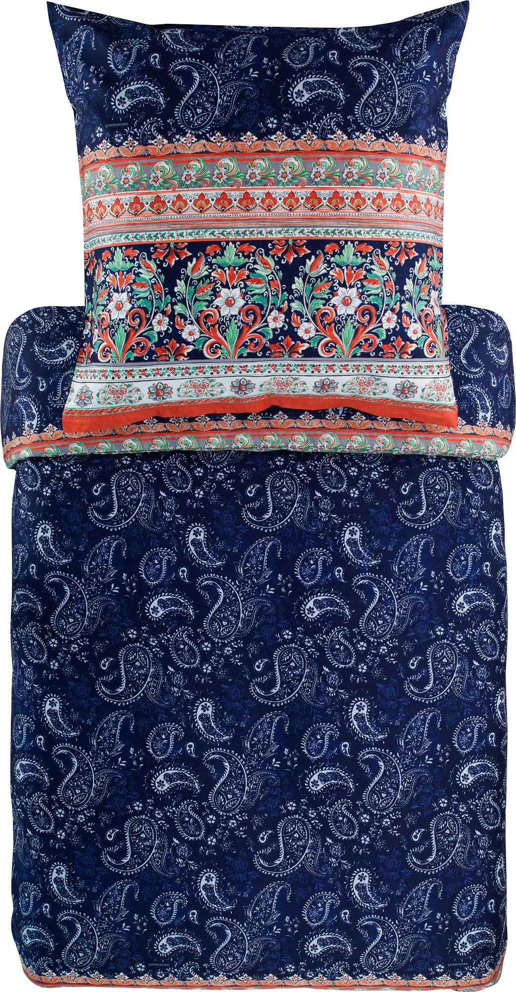 Bassetti Mako-Satin Bettwäsche Faenza D1 1 Bettbezug 155 x 220 cm + 1 Kissenbezug 80 x 80 cm, 1 Bett