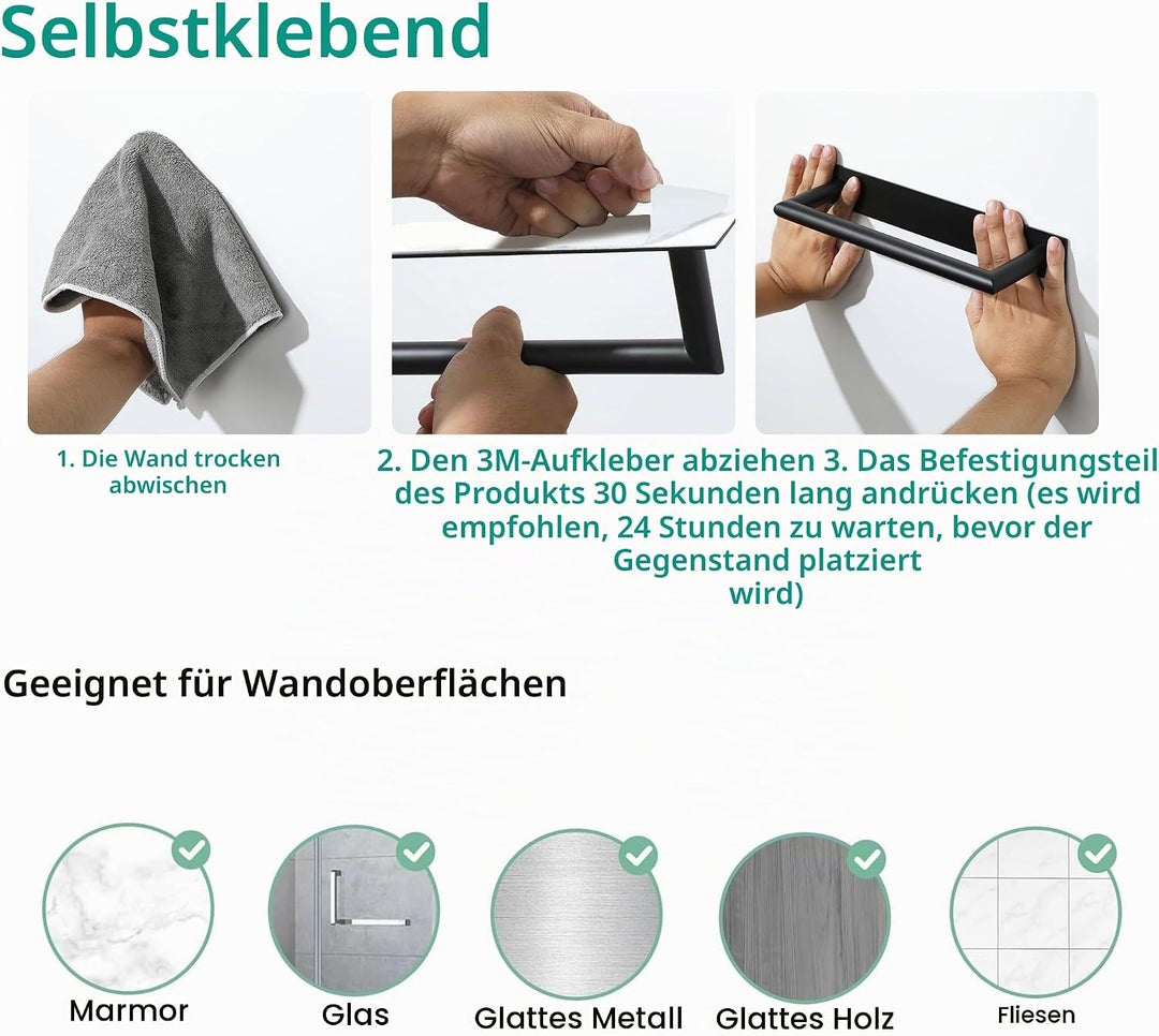 Mooche Handtuchhalter Ohne Bohren 304 Edelstahl Handtuchstange Wandmontage handtuchhalter schwarz Ba