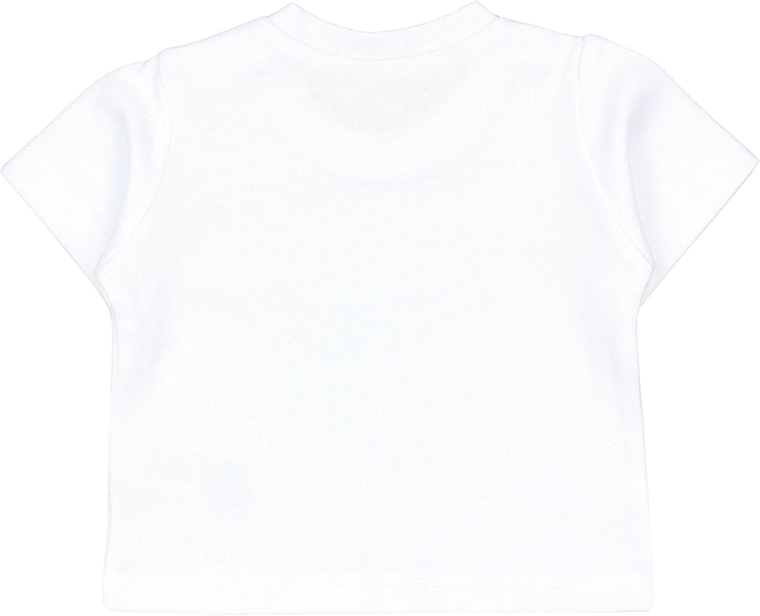 TupTam Baby Jungen Kurzarm T-Shirt mit Aufdruck Unifarben Sterne Streifen 5er Set, 56 Wei&#xDF;