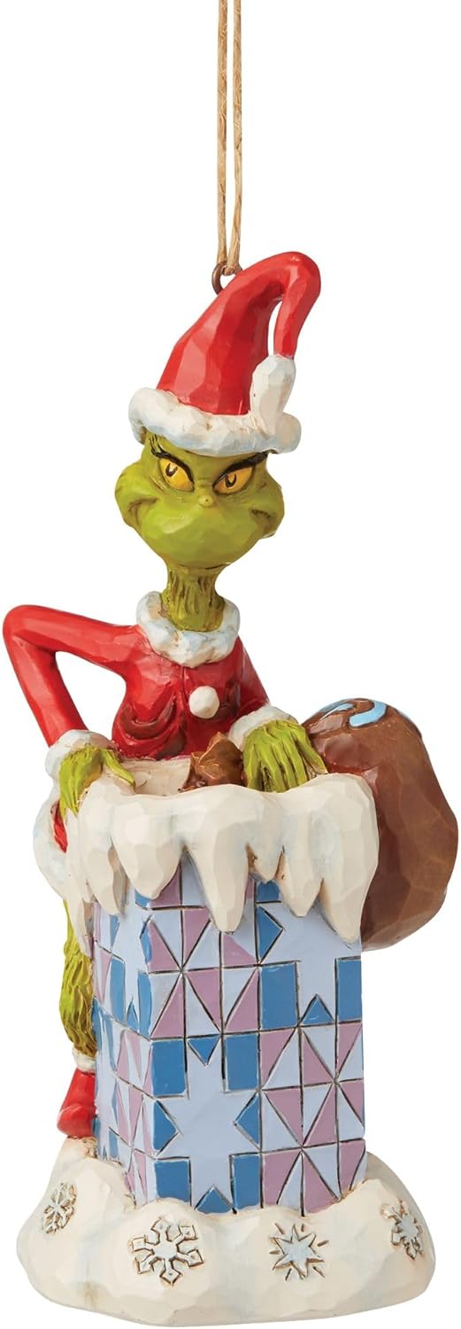 Enesco Jim Shore Dr. Seuss The Grinch in Chimney Hängeornament, 12,7 cm, Mehrfarbig