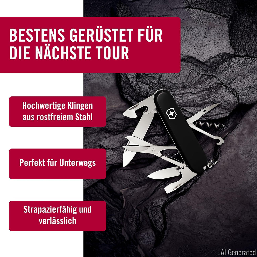 Victorinox Taschenmesser Climber (14 Funktionen, grosse Klinge, Kapselheber) 91mm Schwarz, Schwarz