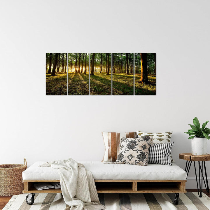 Runa Art Bild Wald Landschaft Wandbilder auf Vlies Leinwand 5 Teilig Wanddekoration Schlafzimmer Woh