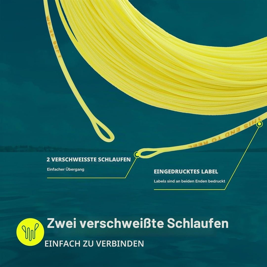 SF Angelschnur für Süsswasser WF4 5 6 7 8 9S IPS3/IPS5 vollständig sinkend Fluo Gelb WF6F 90FT, Fluo