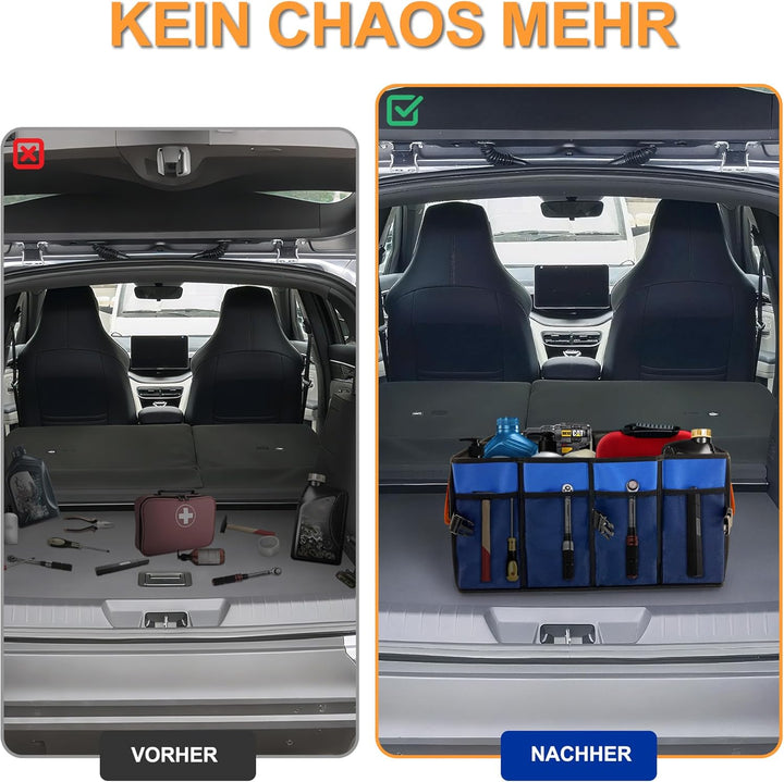Premium Auto Kofferraumtasche mit Deckel, Praktisch 600D Oxfordstoff Kofferraum Organizer, Wasserdic