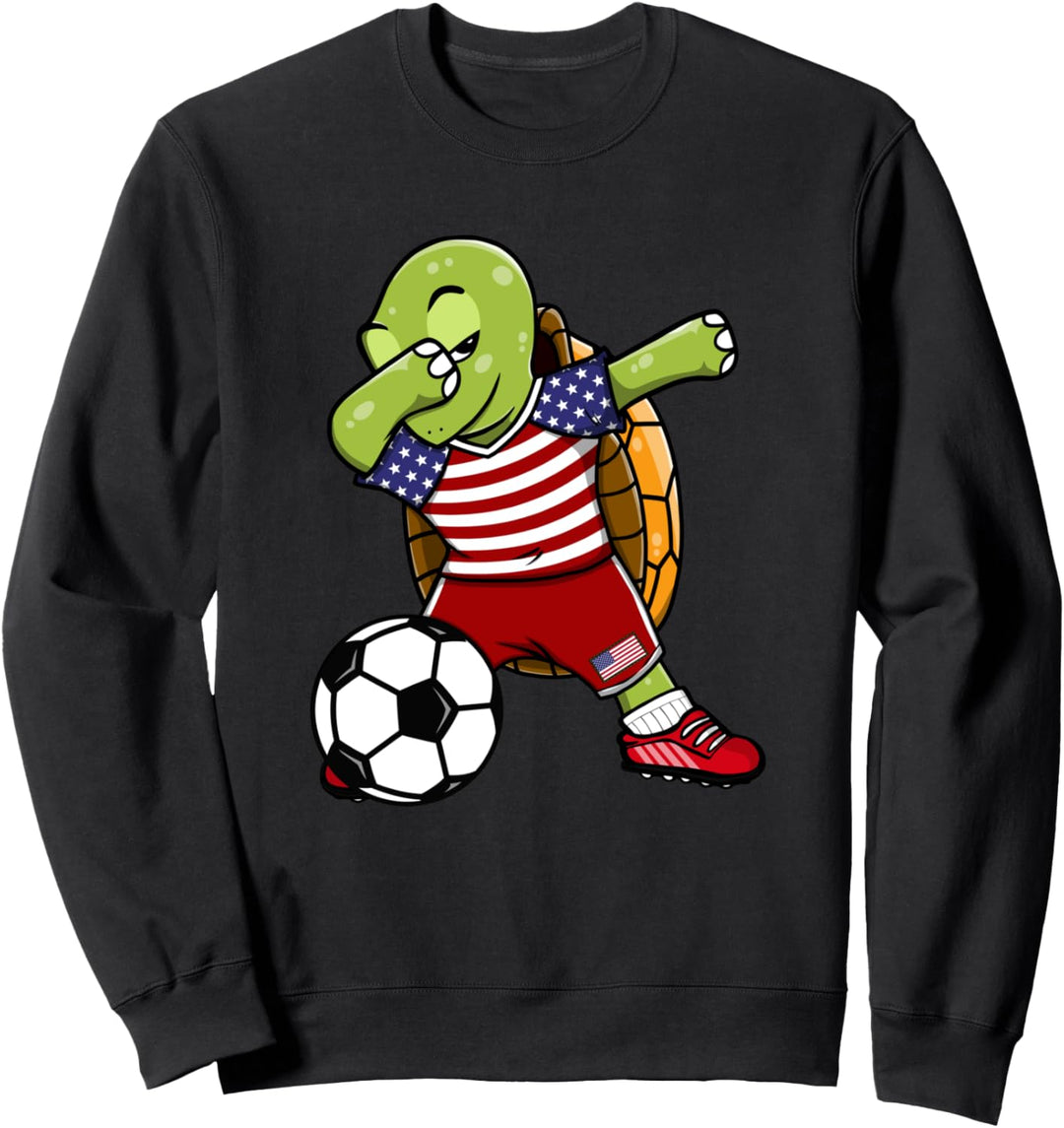 Dabbing Schildkröte America Fussball Amerikanische Flagge Sweatshirt