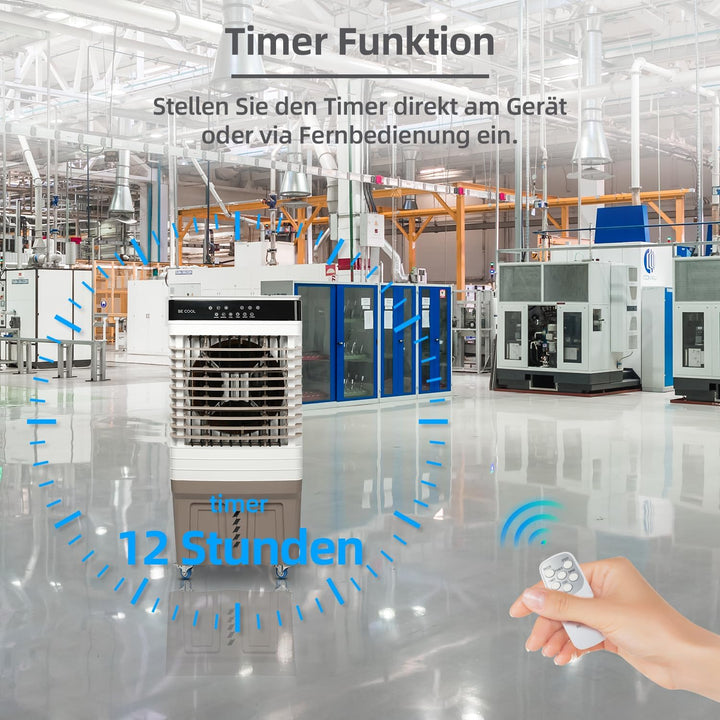 BE COOL 4in1 Luftkühler mit Wasserkühlung - Verdunstungskühler, Ventilator, Luftbefeuchter, Luftwäsc