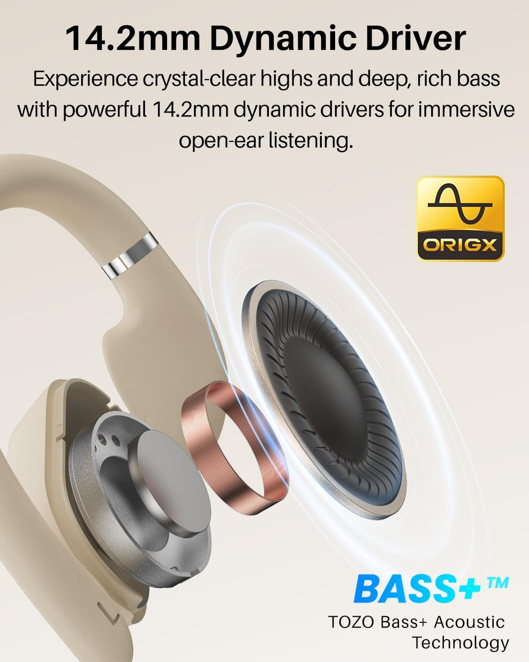 TOZO OpenWear Kabellose Bluetooth-Kopfhörer, ENC-Anrufe, 14,2mm Treiber, 38 Std Wiedergabe,LED-Anzei
