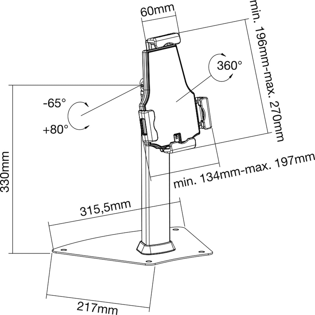 InLine 23166C Tablet-Thekenhalterung zur Präsentation, abschliessbar, universell für 7,9"-10,1" Tabl
