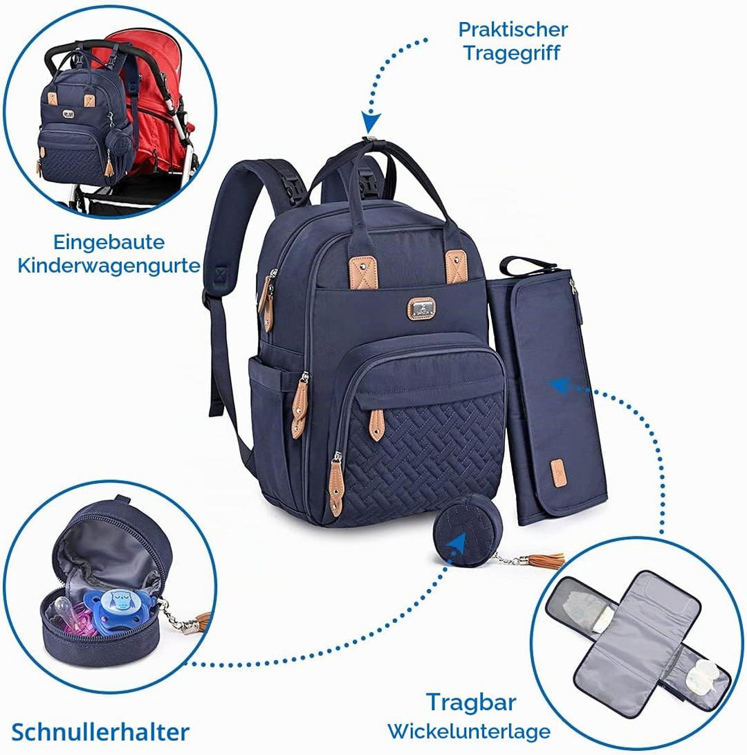 Dikaslon Wickeltasche Rucksack Grosser Wickelrucksack mit Multifunktions-Babytaschen und mobiler Wic