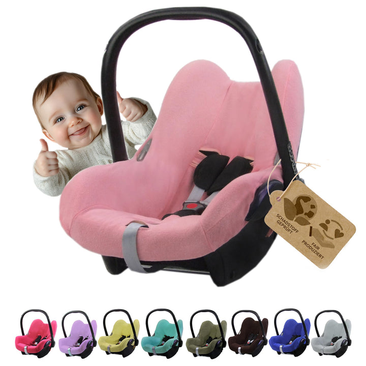 Frottee Sommerbezug [Schonbezug für Babyschale] Autositz kompatibel mit Maxi Cosi Cabrio Fix + GRATI