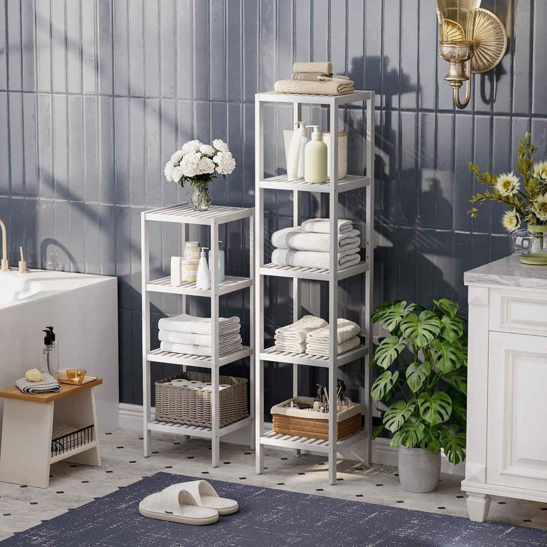 SMIBUY Badezimmer-Aufbewahrungsregal, 4 Ebenen, Bambusregal, Organizer, multifunktionales Regal für