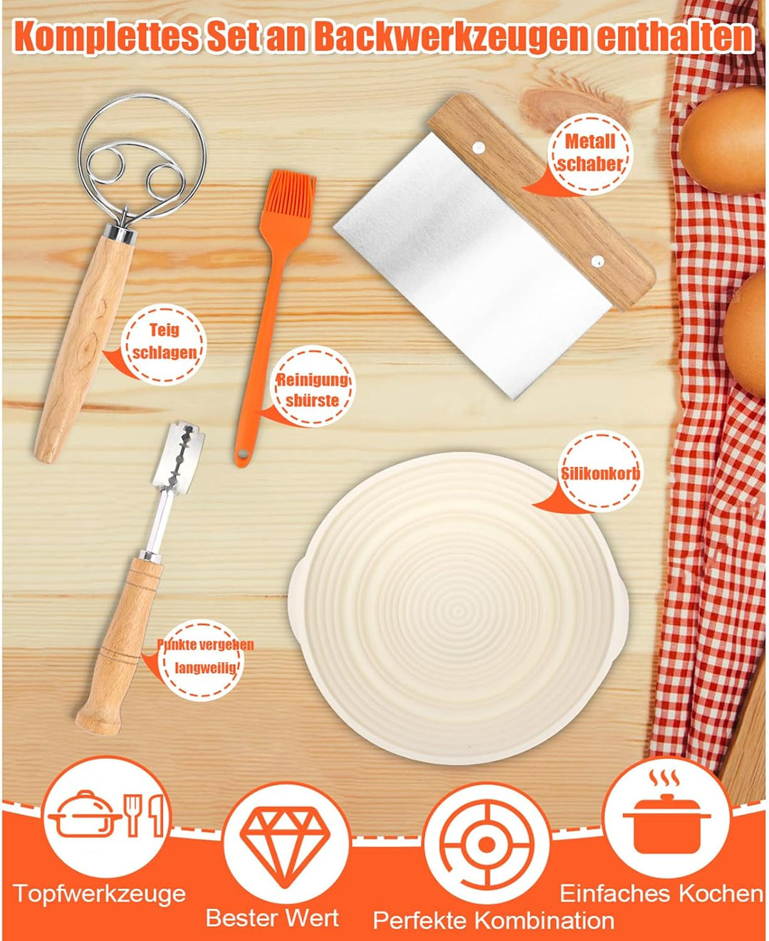 GFTIME Gusseisen Topf Brot Backen, Schmortopf Gusseisen Topf mit Deckel, Dutch Oven Brotbacktopf mit