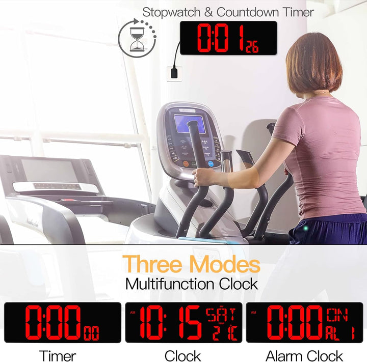 XREXS Wanduhr Digitale Gross mit Fernbedienung, 16,5'' Wanduhr Digital Uhr mit LED-Display, Digitale