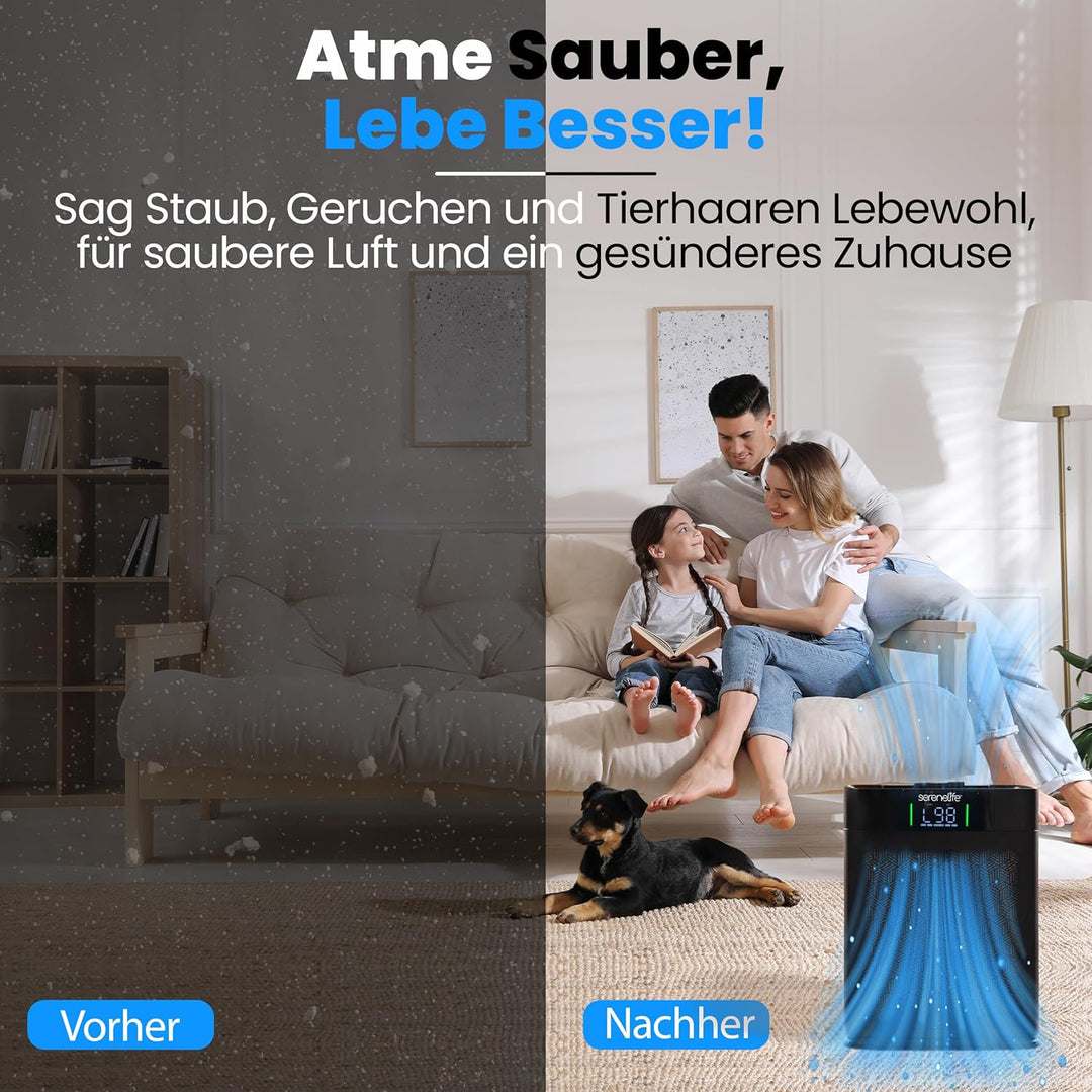 SereneLife Luftreiniger, Air Purifier, Luftfilter, HEPA Filter für Zuhause gegen Schimmel, Staub, Ha
