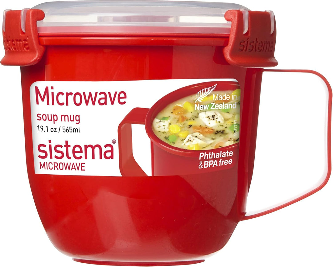 Sistema Microwave Suppentasse, klein, mikrowellengeeignete Frischhaltedose, 565 ml, BPA-frei, rot, 1