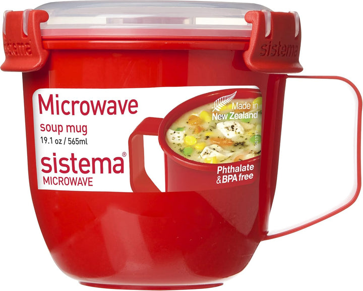 Sistema Microwave Suppentasse, klein, mikrowellengeeignete Frischhaltedose, 565 ml, BPA-frei, rot, 1