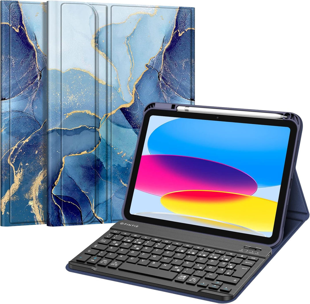 Fintie Tastatur Hülle für iPad 10. Generation 2022 (10.9 Zoll), Schutzhülle mit TPU Rückschale, Penc