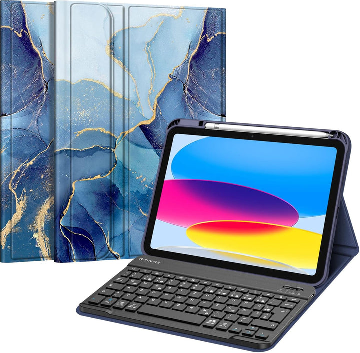 Fintie Tastatur Hülle für iPad 10. Generation 2022 (10.9 Zoll), Schutzhülle mit TPU Rückschale, Penc