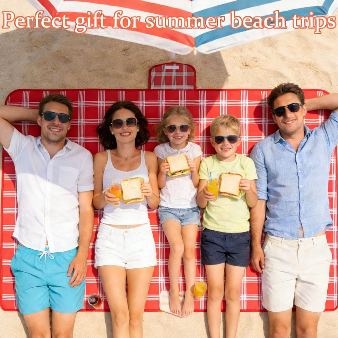 Picknickdecke Wasserdicht, 200x200 cm Piknik decke gross, Strandmatte mit Tragegriff Wasserdicht San