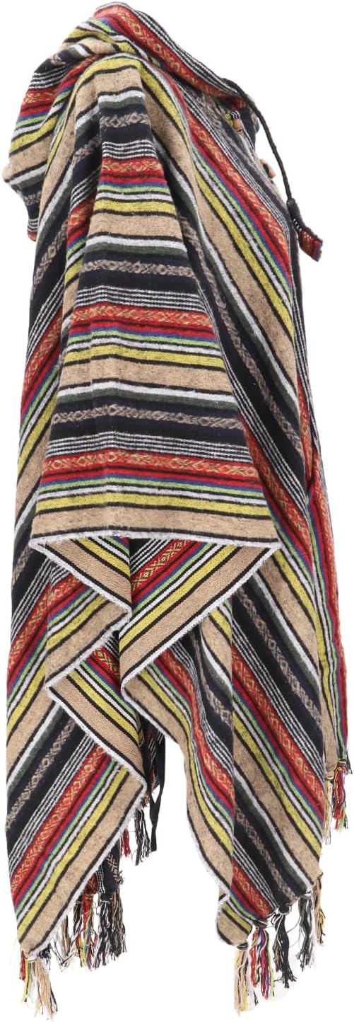 GURU SHOP Poncho Hippie Chic, Ethno Poncho, Andenponcho, Herren/Damen, Blau, Baumwolle, Size:One Siz